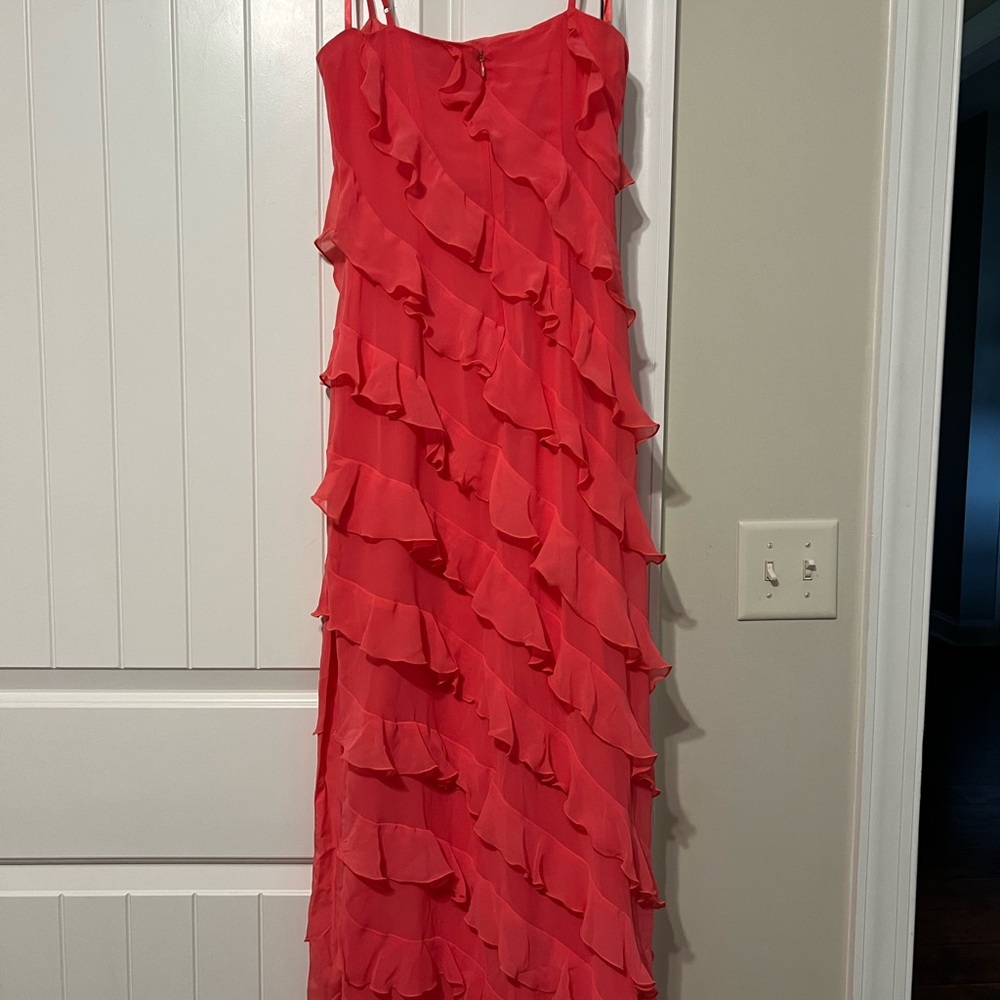 Gianni Bini Vibrant Coral Ruffle Maxi Dress